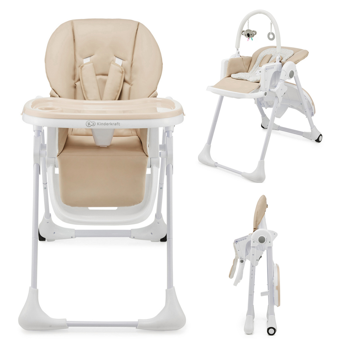Kinderkraft Krzesełko do karmienia 2w1 TUMMIE beżowy