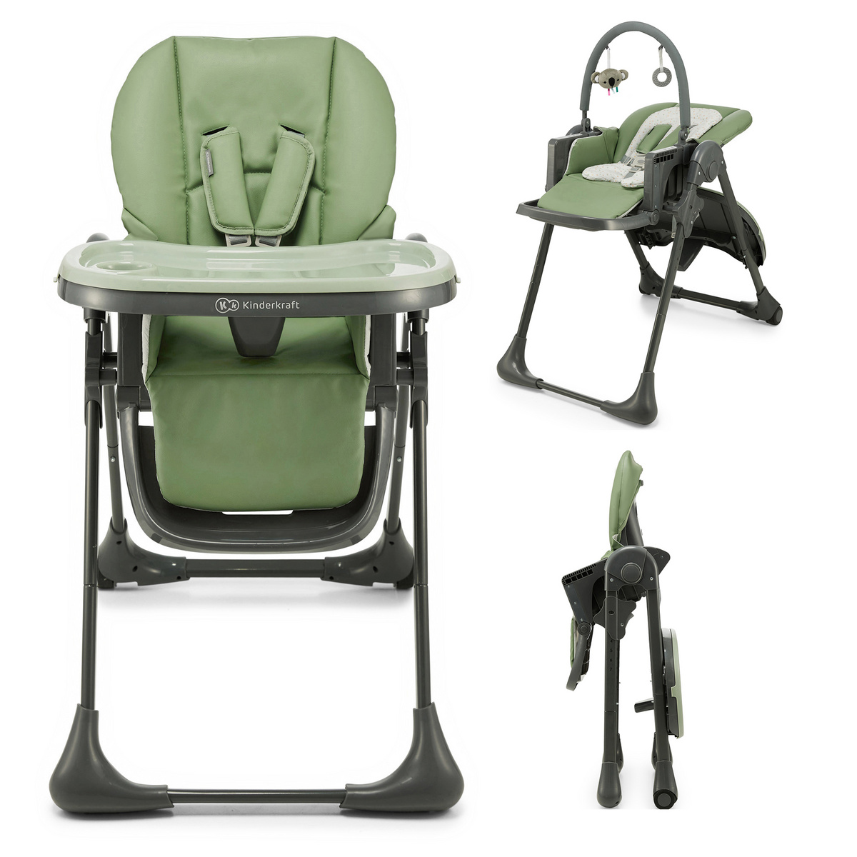 Kinderkraft Krzesełko do karmienia 2w1 TUMMIE zielony