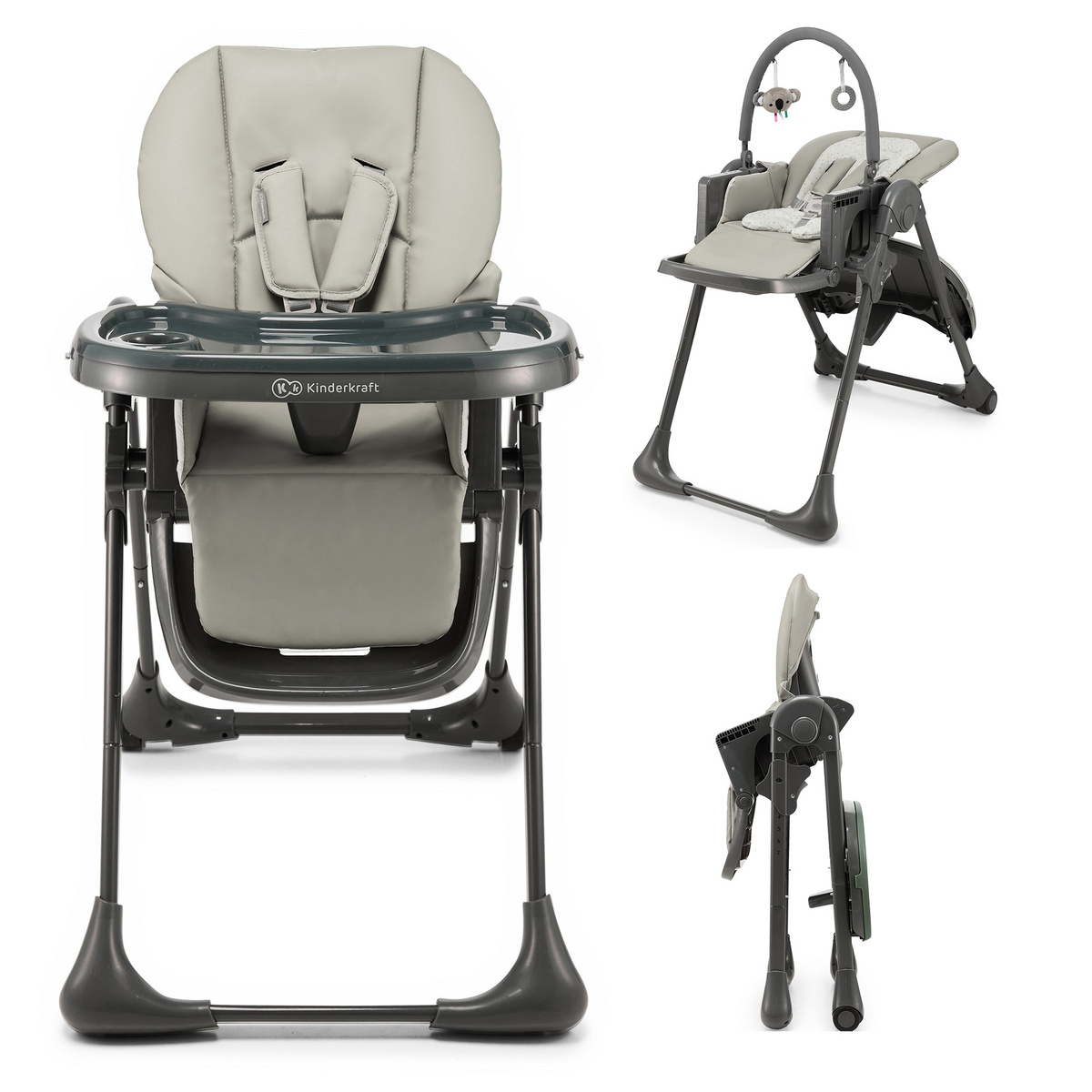 Kinderkraft Krzesełko do karmienia 2w1 TUMMIE szary