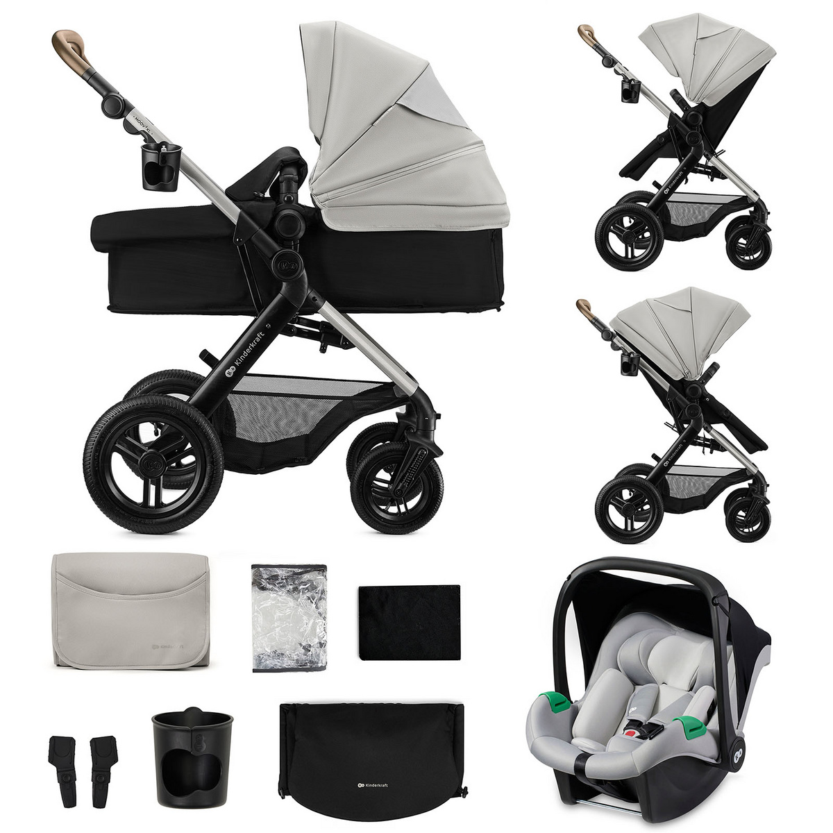 Kinderkraft wózek wielofunkcyjny MOOV XL 3w1 szary
