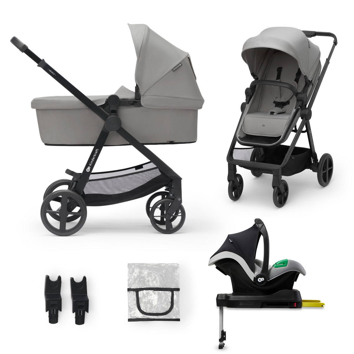 Kinderkraft Wózek dziecięcy 4w1 NEWLY szary