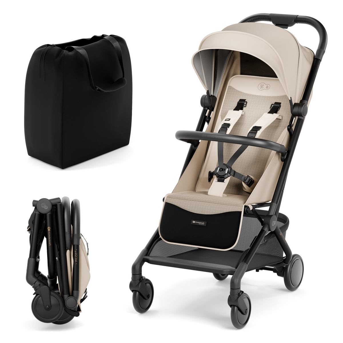 Kinderkraft wózek spacerowy PILOT 2 beige